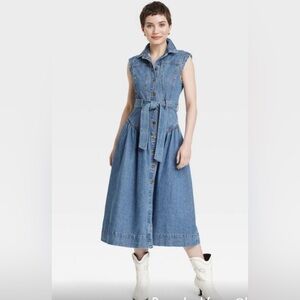 Universal thread Denim Sleeveless Belted Dress